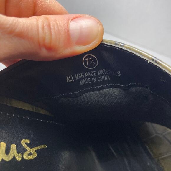 Lulus Croc Pattern Peep Toe Block Heel Mules Womens 7.5 Olive Green Faux Leather - Picture 8 of 10